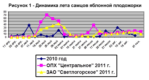 Рисунок 1 - Динамика лета самцов яблонной плодожорки Рисунок 1 - Динамика лета самцов яблонной плодожорки